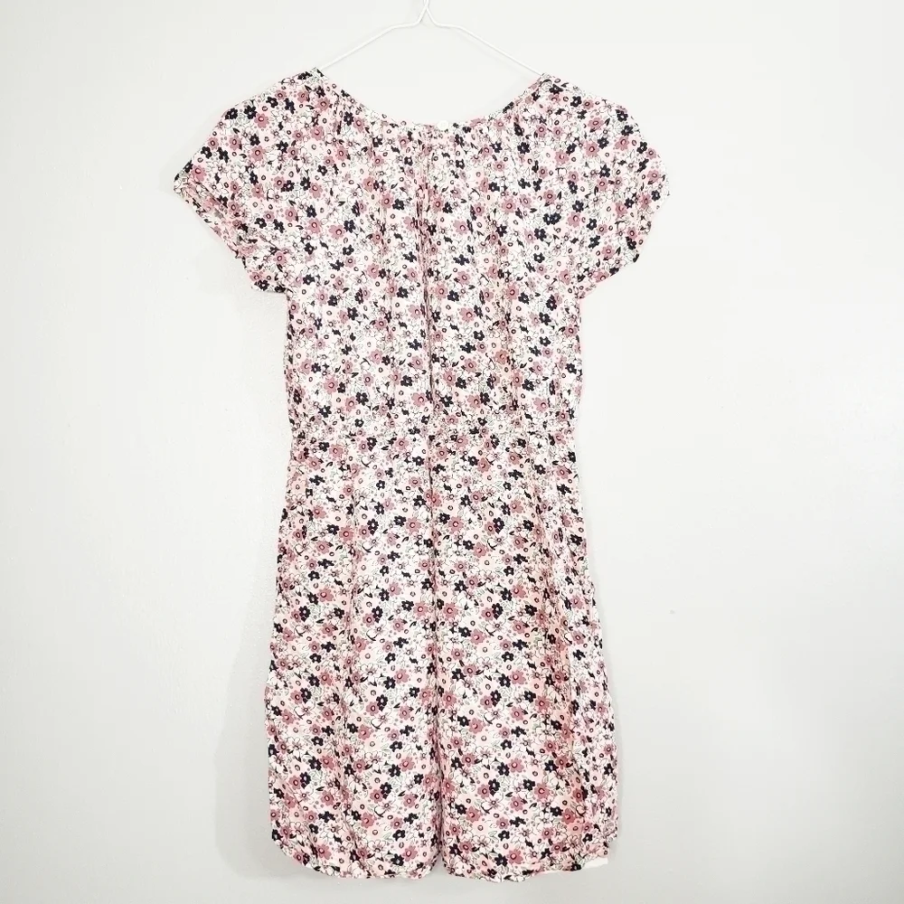 Gap Kids Dress XL Floral Flutter Sleeve Navy Pink Ditsy Print Summer Casual